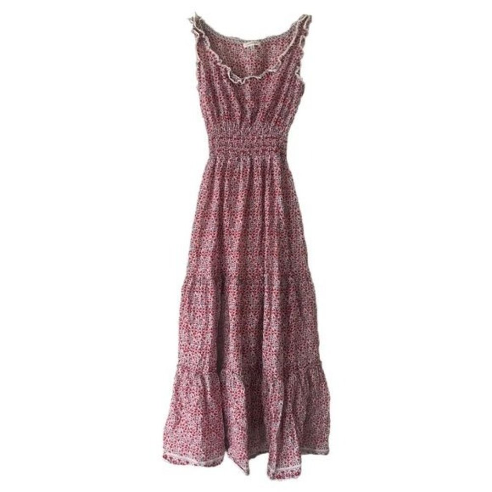 Max Studio Sleeveless Printed Hearts Ruffle Dress Size Small